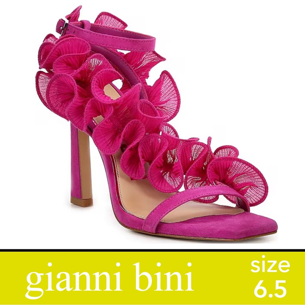 Gianni Bini Franz Pink Chiffon Ruffle Heels